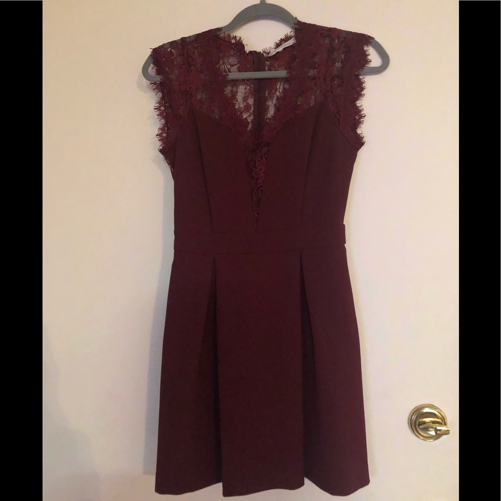 Burgundy BCBGeneration Lace Detail Dress
